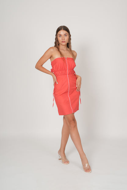 Tangerine Strapless Dress