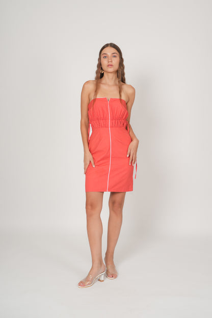 Tangerine Strapless Dress